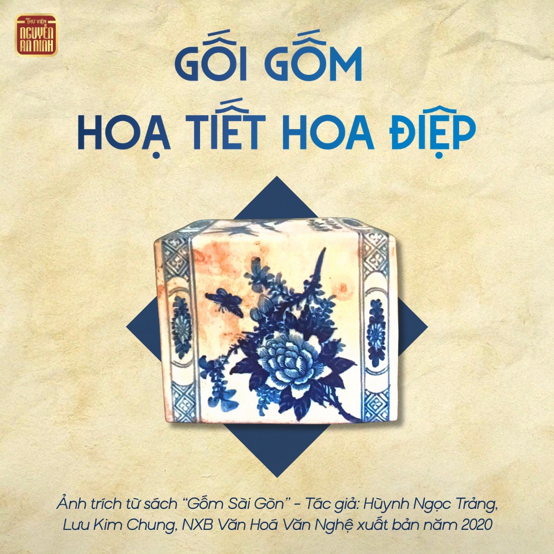 Gối gốm họa tiết hoa điệp